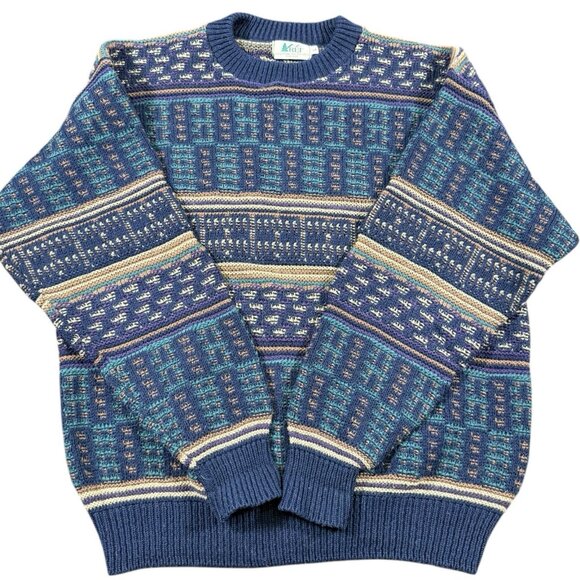 VTG REI Men's Sweater Large Wool Blend Heavy Retro 90's Multicolor Pattern USA - Picture 1 of 7